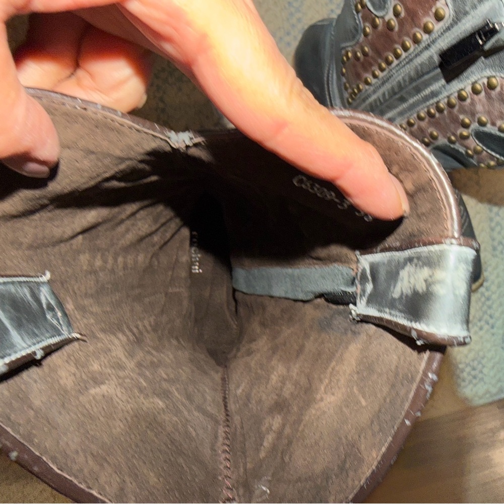 Women's Daisy Duke cowgirl boots with studded python size 38 8 like Frye teal - Picture 4 of 7